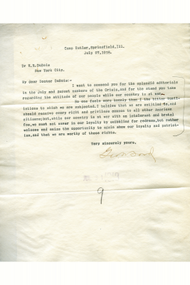 Letter to W.E.B. Du Bois